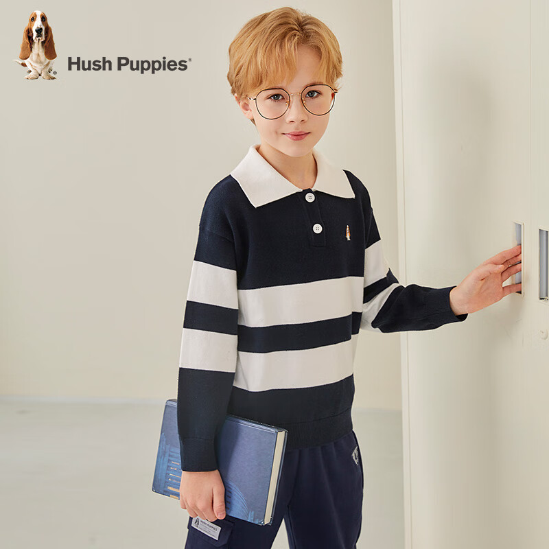 暇步士 儿童条纹Polo针织衫 藏蓝 140cm 84元（需用券）