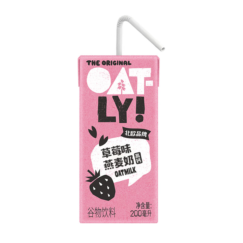 需首单：OATLY 噢麦力 草莓味燕麦奶 200ml*12瓶箱装 36.8元包邮（需用券）