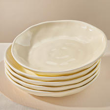 奶油风盘子菜盘家用2024新款陶瓷碗碟餐具8寸深盘餐盘高级感碟子 11.9元