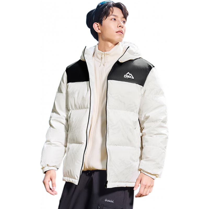 鸿星尔克 四防羽绒服男款冬季男士雪山棉服女夹克外套男装 正白 189元（需