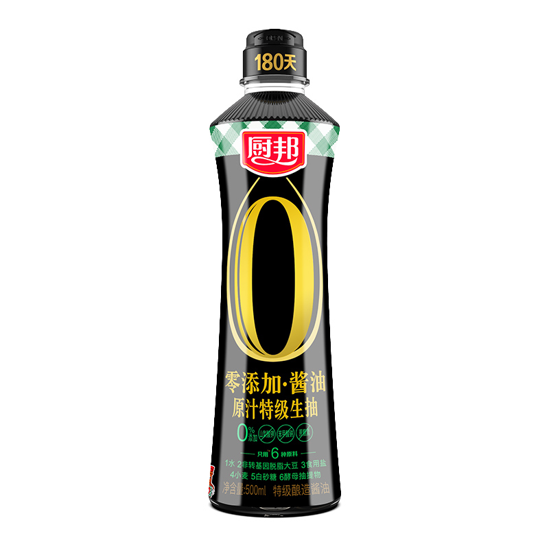 88VIP：厨邦 零添加酱油 原汁特级生抽 500ml 10.36元