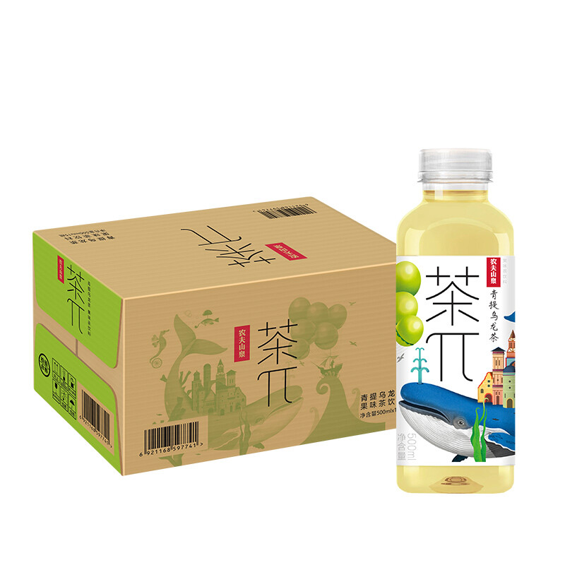 农夫山泉 NONGFU SPRING 茶π 青提乌龙茶 500ml*15瓶 60元