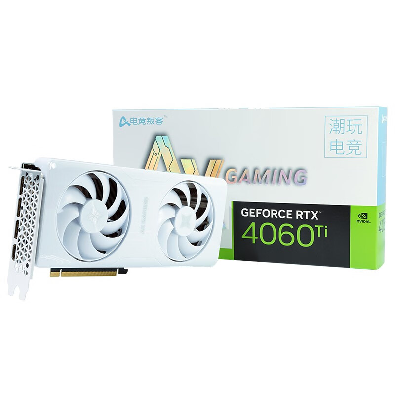 AX 电竞叛客 GeForce RTX 4060Ti X2W 8GB 显卡 8GB 白色 2891元