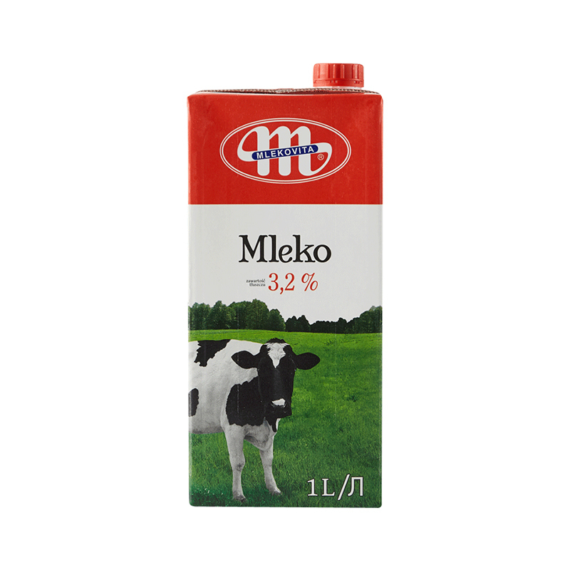 MLEKOVITA 妙可 波兰进口 全脂3.2UHT纯牛奶 1L*12盒 整箱装 全脂高钙 65.97元（需