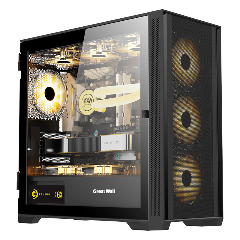 Great Wall 长城 冰霜X3黑色电脑机箱（MATX/360水冷位/U3/9风扇位/磁吸翻门/钢网