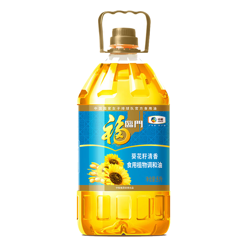 plus会员:福临门 食用油 葵花籽清香食用植物调和油5L 中粮出品 212.15元（合42