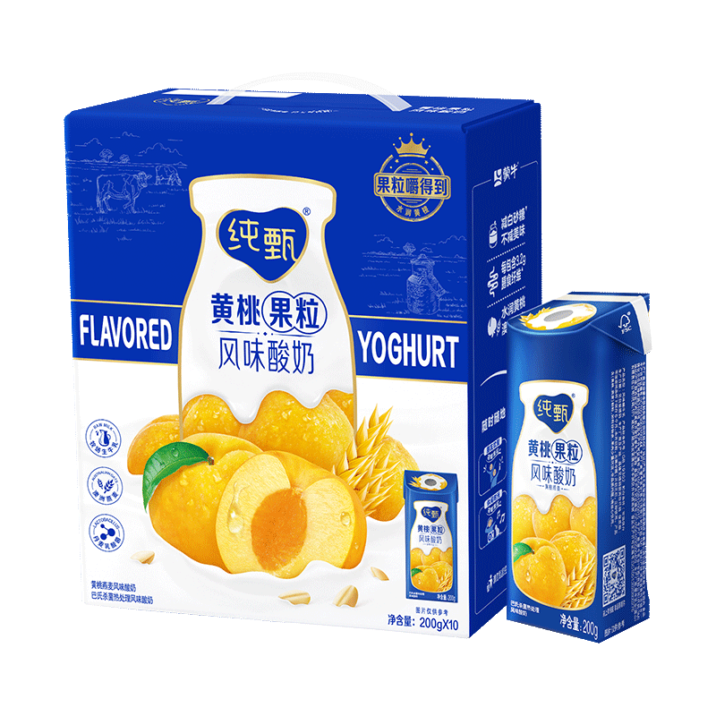 纯甄 果粒风味 笑脸包 酸奶 2.8g蛋白质 燕麦黄桃 10盒 16.38元