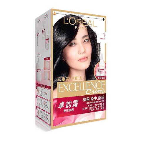 L'OREAL PARIS 卓韵霜赋活养护染发霜 #1自然黑色 1盒 19.75元（需用券）