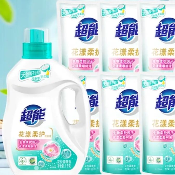 新活动、PLUS会员：超能 花漾柔护洗衣液套装 10斤(1kg/袋+500g*8袋) 31.47元包邮(