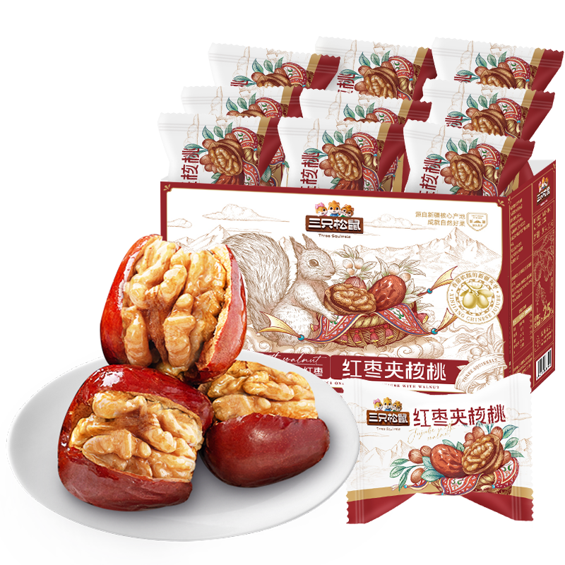 三只松鼠_坚果零食红枣夹核桃660g 券后29.9元