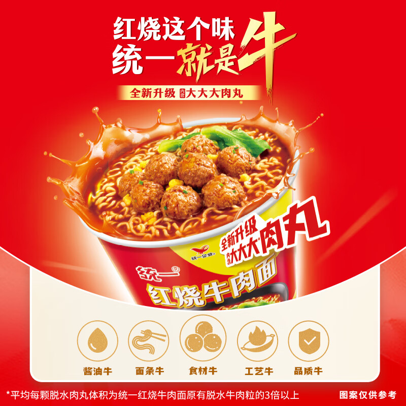 统一 红烧牛肉面 105g*12桶 37元（需用券）