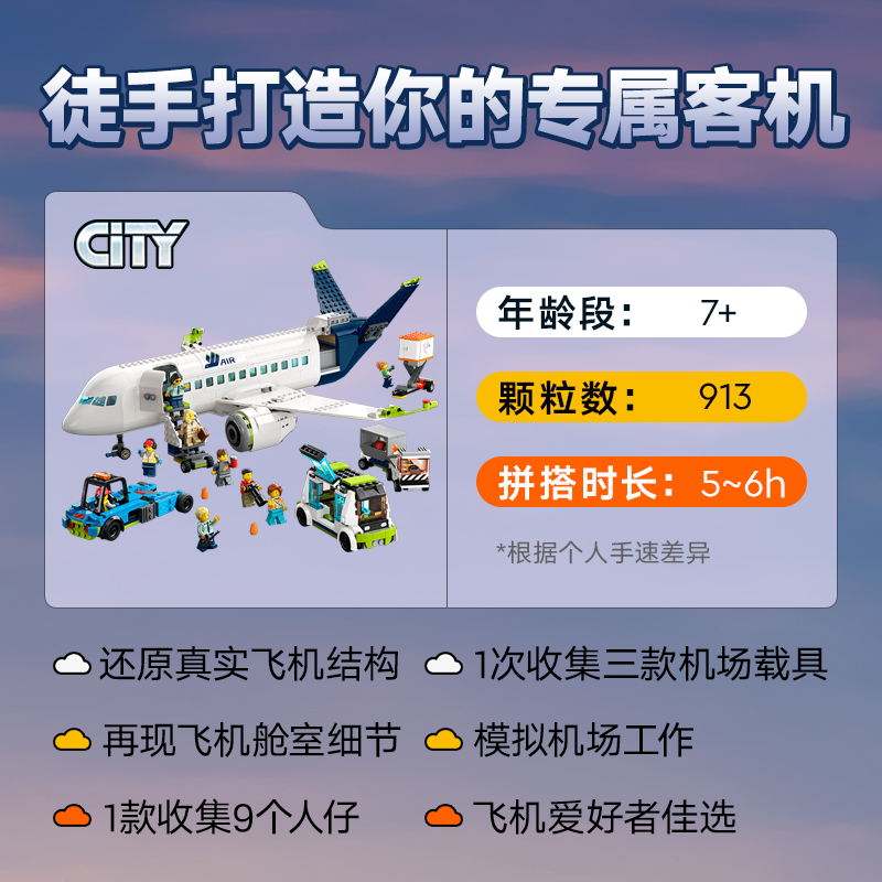 88VIP：LEGO 乐高 客运飞机60367儿童拼插积木玩具生日礼物9月新品7+ 569.05元