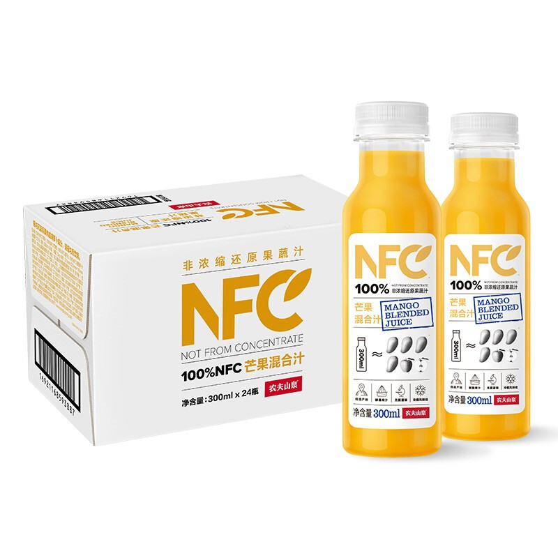 农夫山泉 NONGFU SPRING NFC芒果混合汁300ml*24瓶 117.75元（需用券）