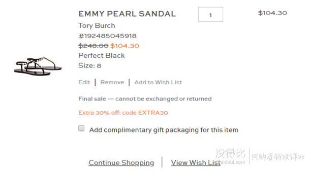 折合750 96元tory Burch 汤丽柏琦emmy Pearl 女士珍珠凉鞋 Tory Burch 逛丢 实时同步全网折扣