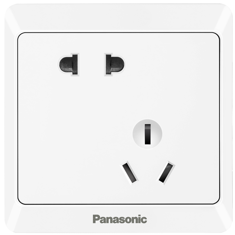 松下（Panasonic）开关插座 斜五孔插座二三极10A插座 86型面板 雅悦白WMWA123-N 4.84元