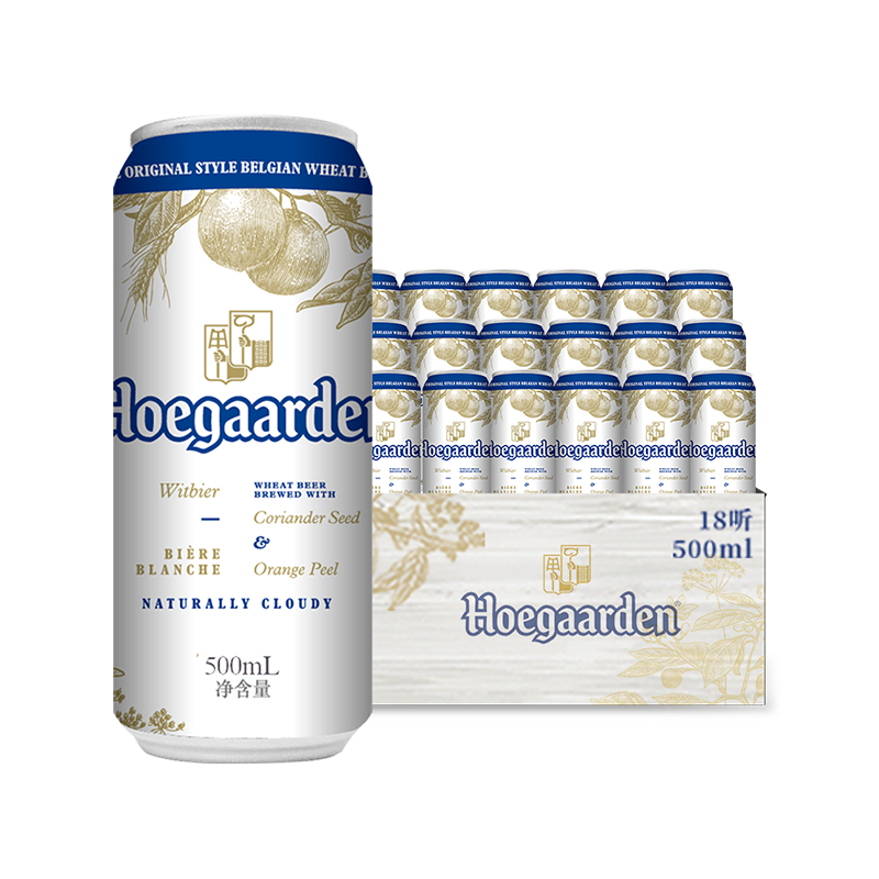 临期品：Hoegaarden 福佳 比利时小麦 白啤酒 500ml*18听 89元包邮（双重优惠）