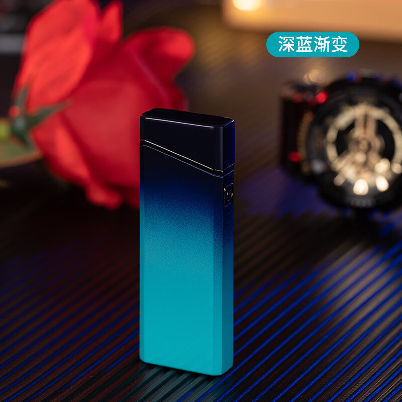 KORU KORU新款跨境个性渐变系列电弧打火机电量显示USB充电抖音网红热销 深蓝