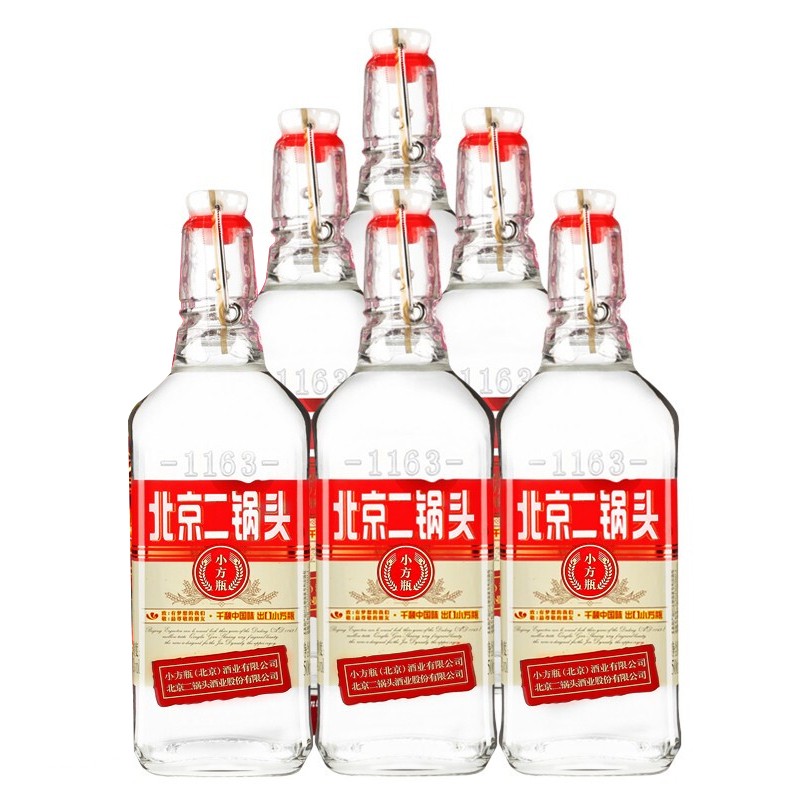 88VIP：YONGFENG 永丰牌 北京二锅头清香型白酒出口小方瓶42度红标纯粮酒500ml*6