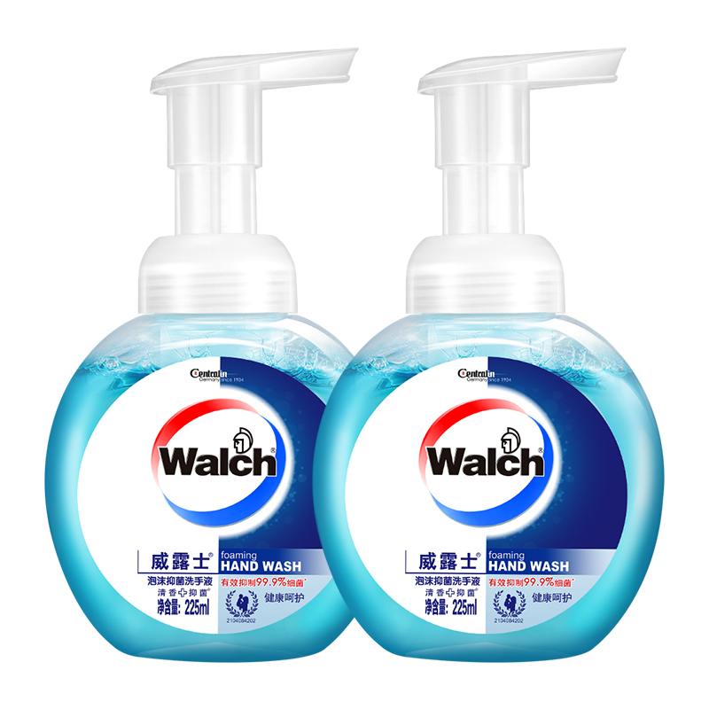 Walch 威露士 健康抑菌泡沫洗手液225ml*2瓶抑菌泡沫丰富易冲洗消毒 19.9元