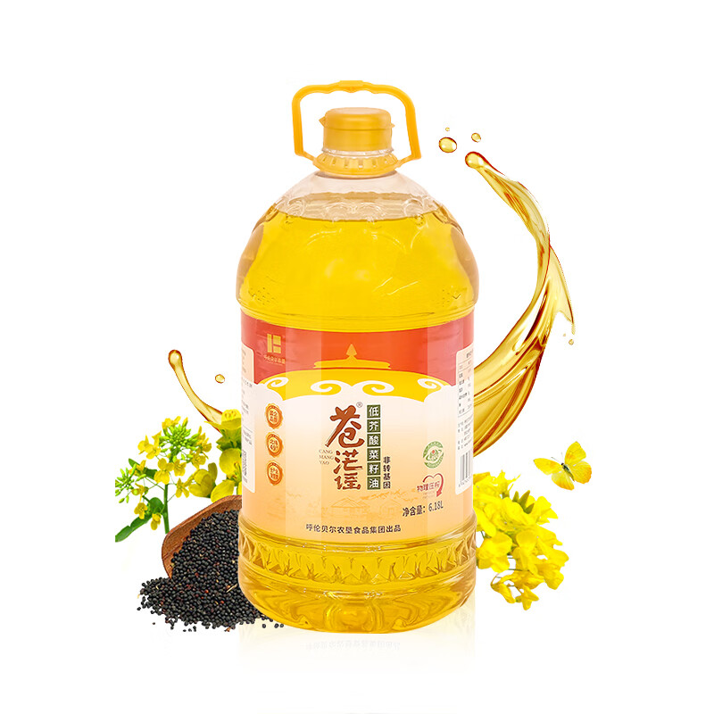 再降价、plus会员：苍茫谣（CangmangYao）低芥酸菜籽油6.18L*3件 164.2元（合54.73