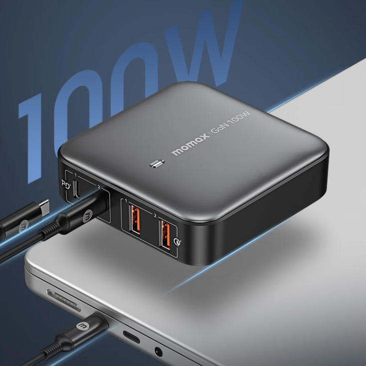 momax 摩米士 UM33 氮化镓充电器 双USB-A/双Type-C 100W 黑色 160元