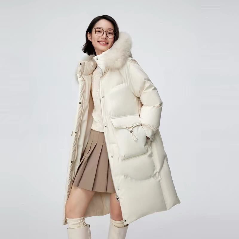 波司登 2024冬季新款女士中长款时尚休闲大毛领连帽保暖羽绒服B40145212 555元