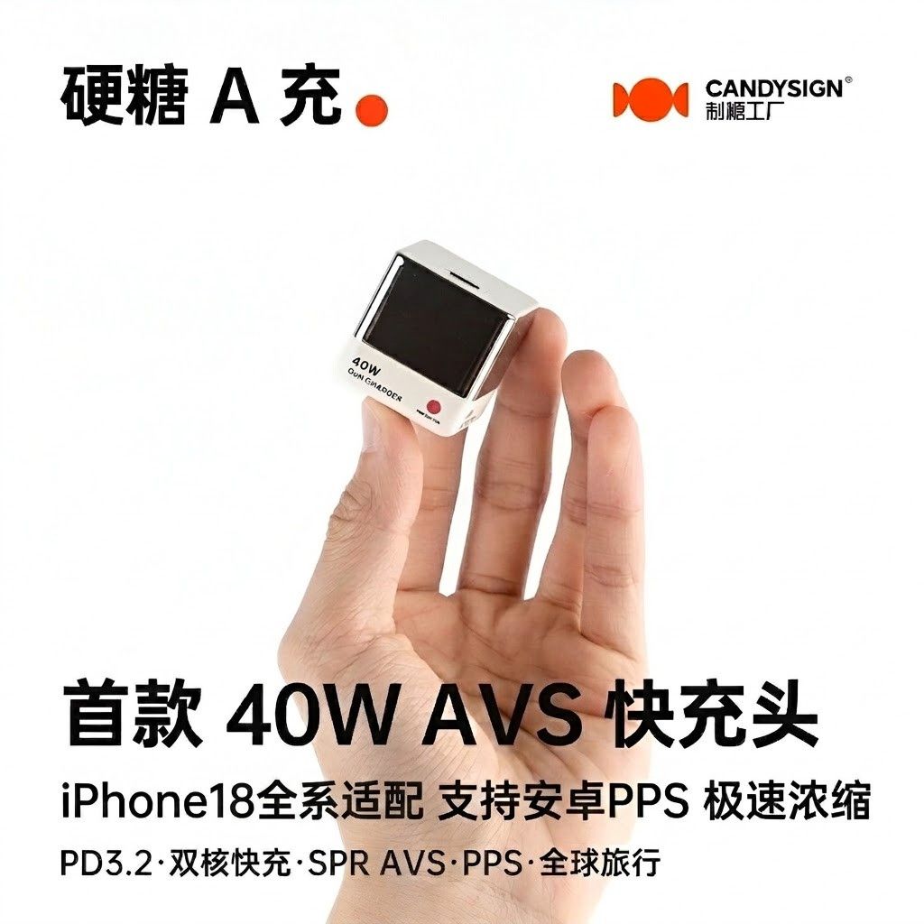 制糖工厂硬糖AVS协议40W快充充电器适用苹果iPhone18安卓PPS闪充 46.48元 - 线报酷