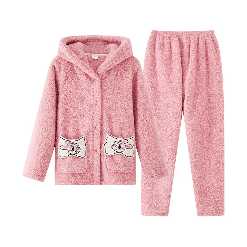 都市丽人 内衣女睡衣套装秋冬珊瑚绒米粒绒 46.41元