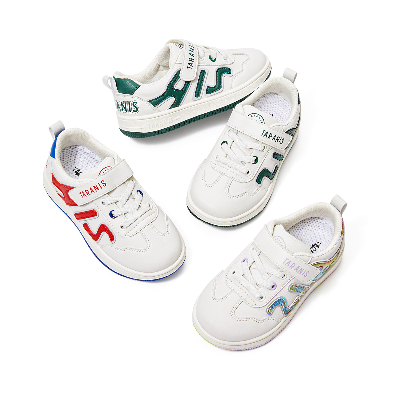88VIP：TARANIS 泰兰尼斯 秋季小童板鞋字母装饰儿童小白鞋子休闲舒适软底健