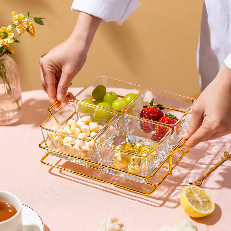 摩登主妇 水果盘玻璃客厅创意糖果盘零食盘家用创意坚果盘点心盘干果盘 