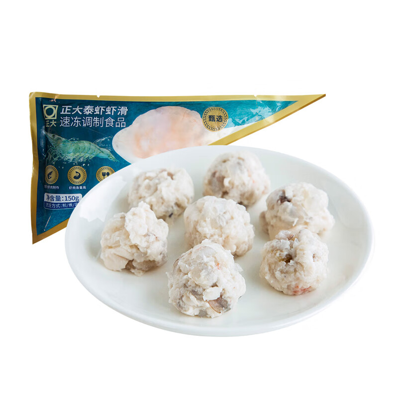 plus 会员:CP虾滑 火锅食材 海鲜水产 泰虾虾滑150g*6袋 900g(净重) 59.25元包邮