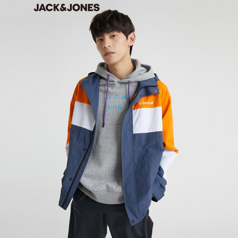 杰克琼斯 杰克·琼斯（JACK&JONES）秋季字母美式休闲棒球领短袖夹克外套男合