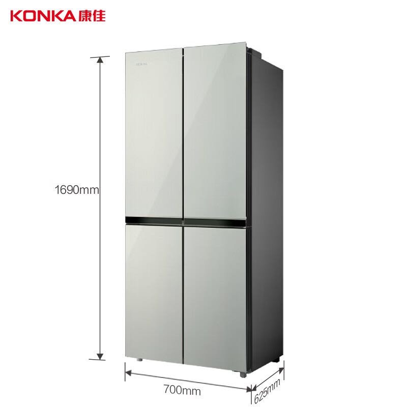 KONKA 康佳 315升十字四门冰箱 风冷无霜 双温双控 分区储存 家用电冰箱 纤薄