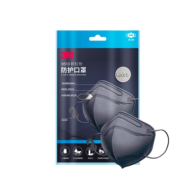 3M 9513 KN95无呼吸阀口罩 5只 8.9元