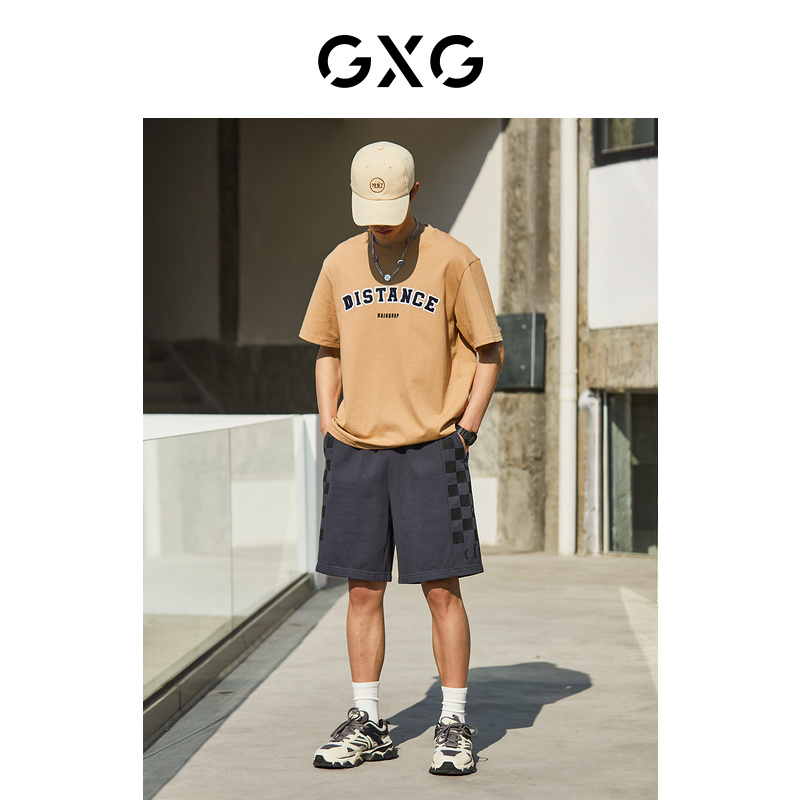GXG 奥莱 22年男装 灰色棋盘格经典针织短裤 夏季新品#10D12824B 84.5元（需买3件