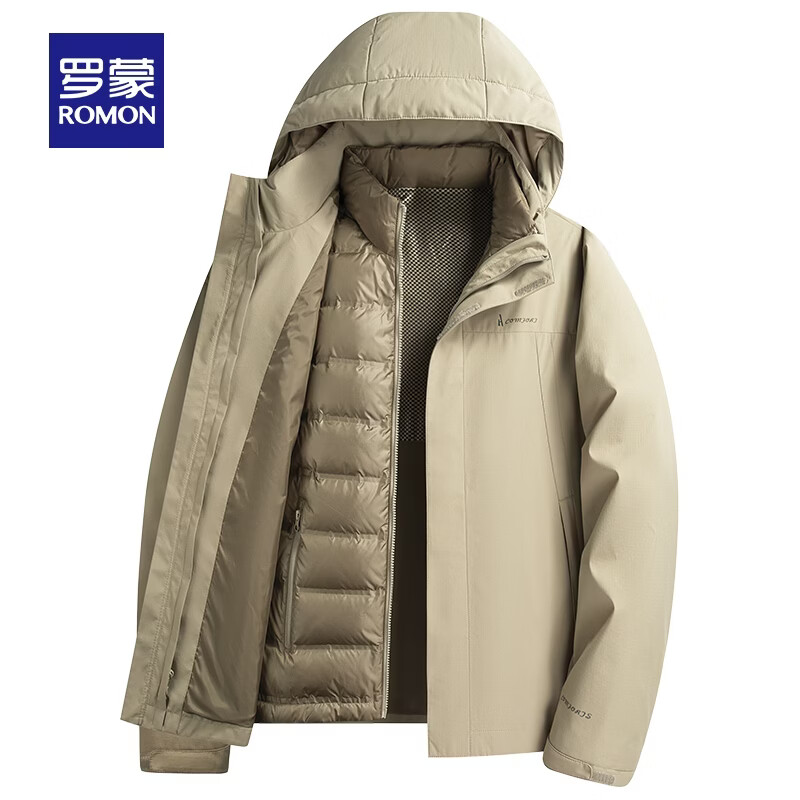 罗蒙 鹅绒 可拆卸内胆三合一 男士鹅绒羽绒服 229元 - 清风线报