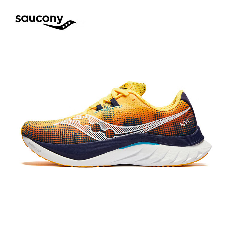 saucony 索康尼 啡速4竞速跑步鞋男马拉松训练跑鞋回弹运动鞋黄白兰43 1390元