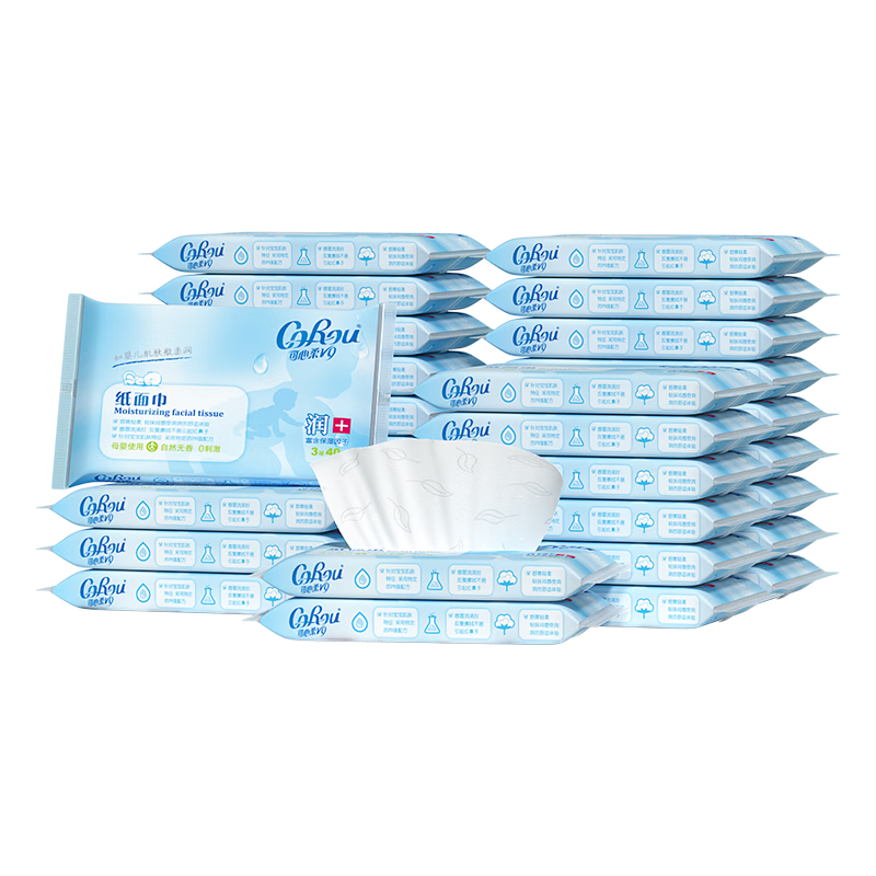 可心柔V9柔润保湿抽纸40抽30包量贩装面巾纸婴儿柔纸巾便携 0.9元/包，89.7元(