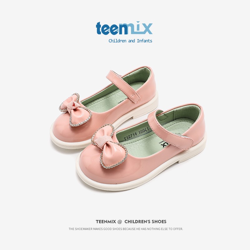 TEENMIX 天美意 女童皮鞋秋季蝴蝶结儿童公主鞋亮面演出单鞋 84元（需用券）