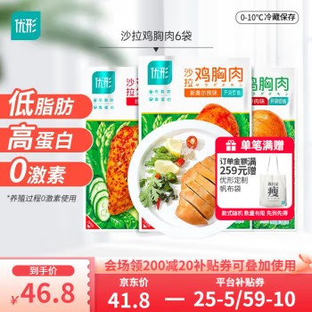 ishape 优形 低温低脂即食鸡胸肉 鸡胸肉组合6袋（改口味备注） 6.89元（需买6