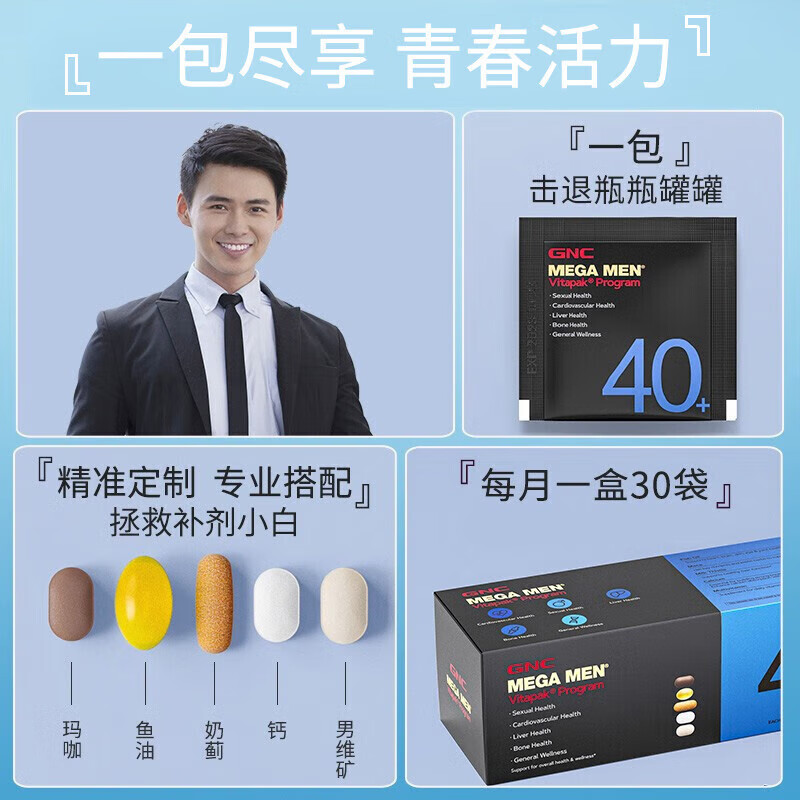 GNC 健安喜 男性40+每日營養包 110.88元（需用券）