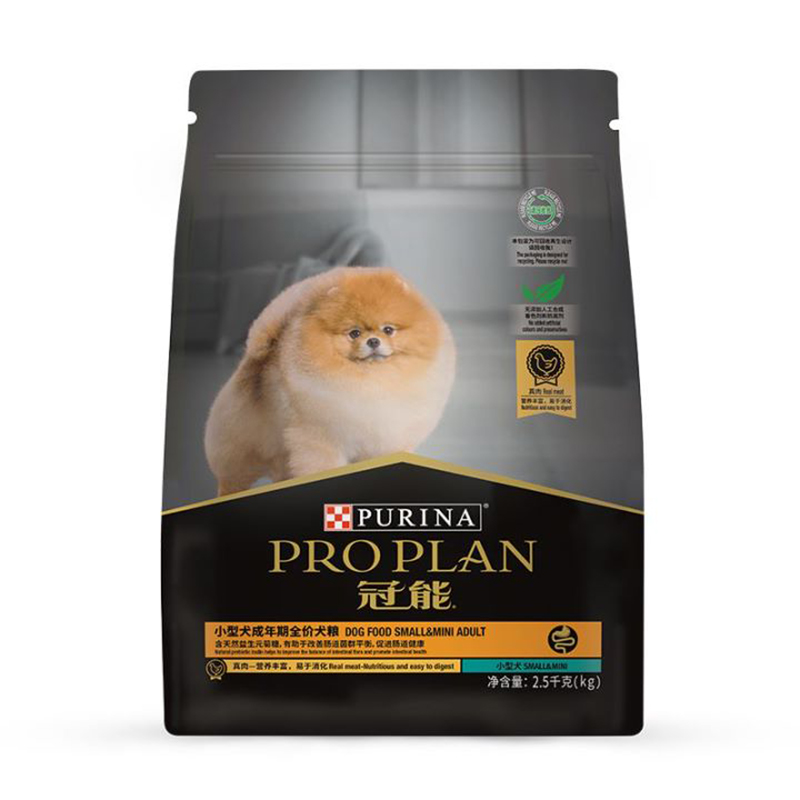 PRO PLAN 冠能 狗粮小型犬全价成犬粮2.5kg5斤装博美泰迪柴犬柯基比熊 103.55元