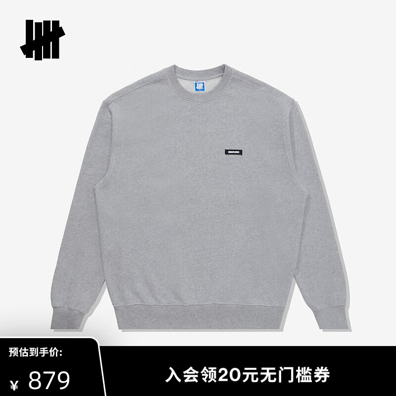 UNDEFEATED 五条杠秋季时尚潮流美式ICON水洗圆领卫衣 灰色 XXL 829元（需用券）