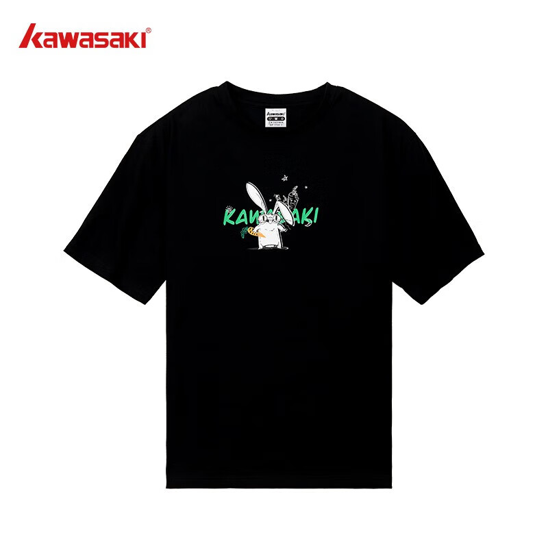 KAWASAKI 川崎 运动上衣短袖衫男女同款t恤 上衣-黑色 XL 48.26元（需用券）