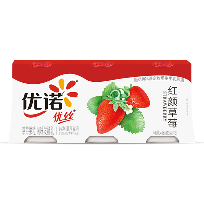 PLUS会员、需首单：yoplait 优诺 优丝果粒草莓味酸奶135gx3杯 家庭分享装 11.91
