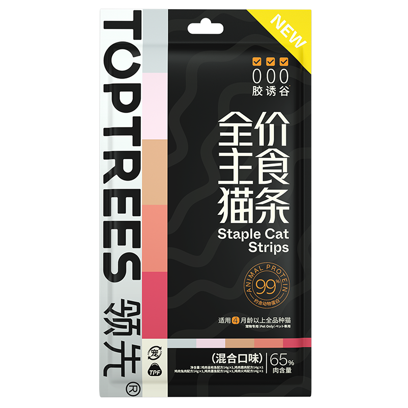 Toptrees 领先 主食猫条猫咪成猫幼猫湿粮零食营养增肥5条装 ￥9.4