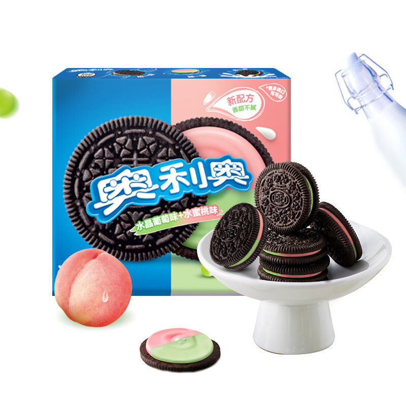 OREO 奥利奥 夹心饼干 水晶葡萄味+水蜜桃味 388g 24.9元