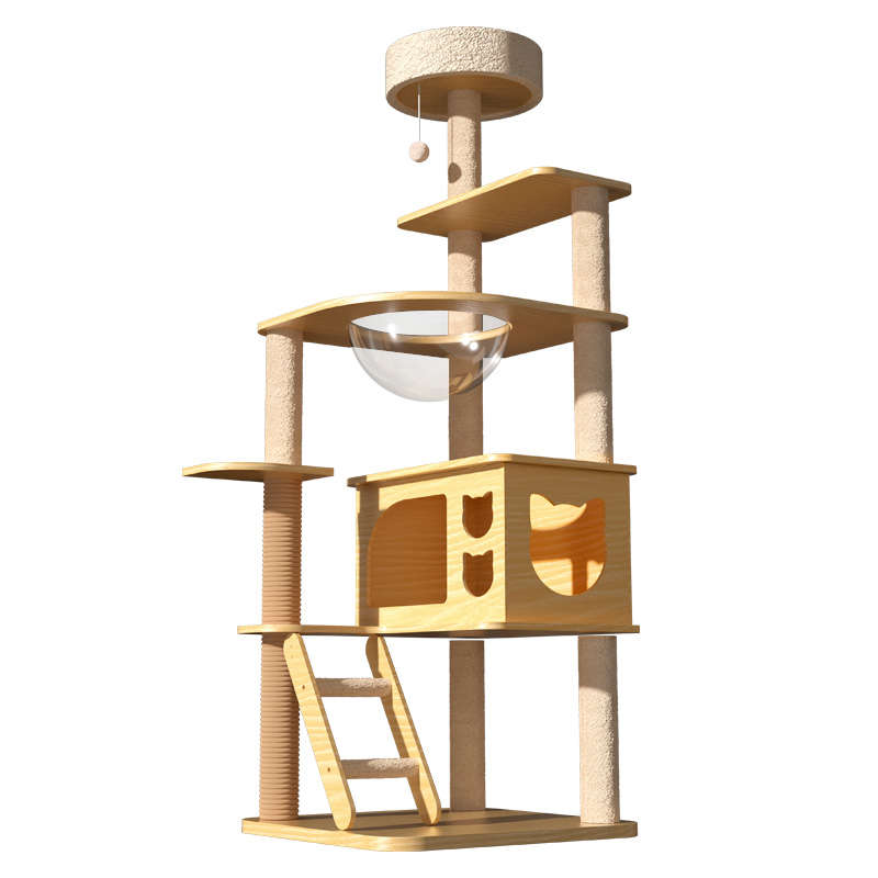 CHONLDERL 宠袋 猫爬架 猫窝猫树一体 1.44m高 实图【8层双太空舱+2个大猫箱+1个
