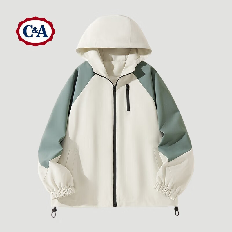 C&A 2025新款派克登山服早春撞色插肩上衣 豆绿 S 109.95元