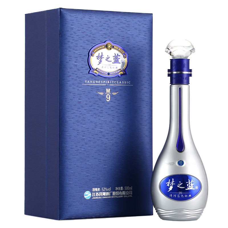 PLUS会员：YANGHE 洋河 梦之蓝 蓝色经典 M9 52﹪vol 浓香型白酒 500ml 单瓶装 1057.0